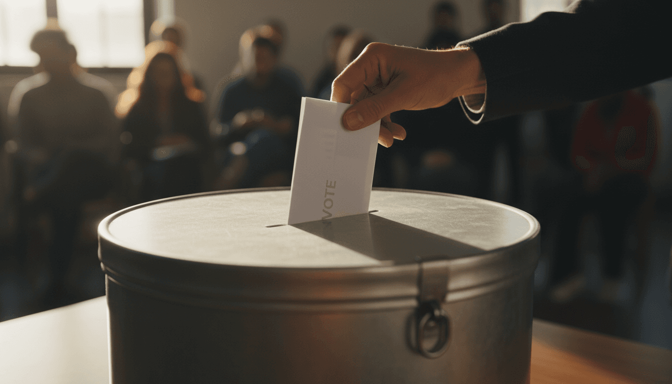 Hand depositing ballot