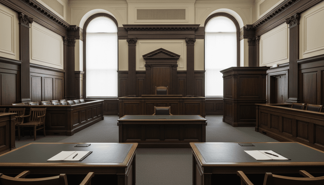 Empty courtroom interior