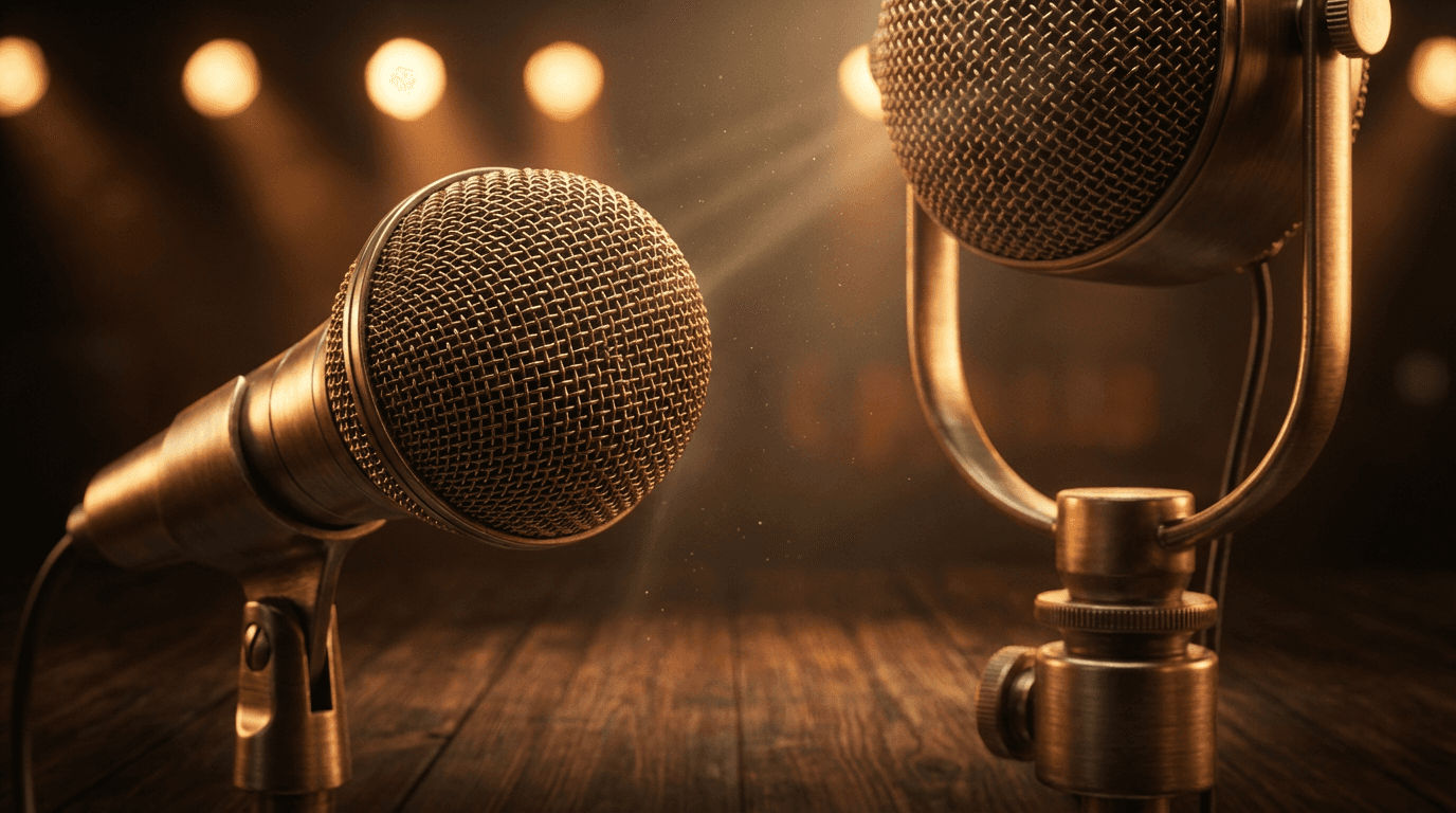 Press podium with microphones